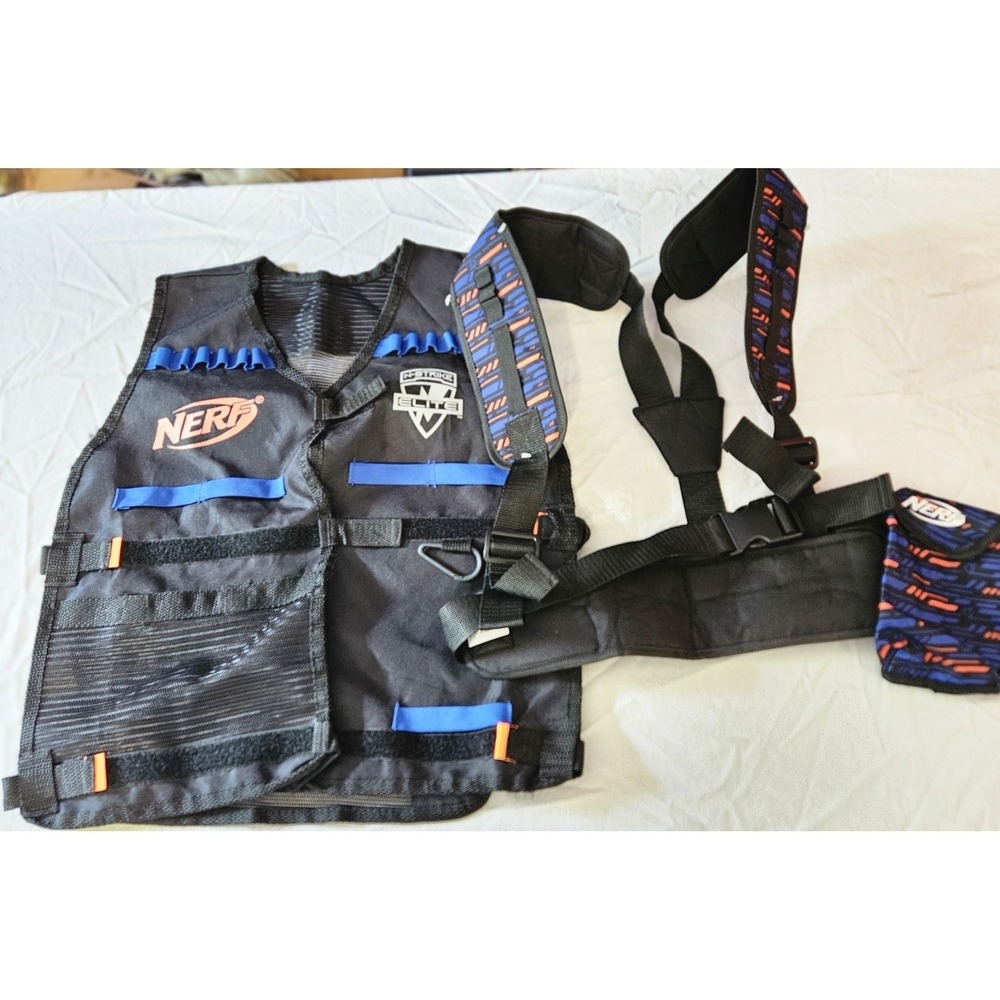 NERF N-Strike Elite Tactical Vest & Adjustable Ammo‎ Belt Holder Gear Lot
